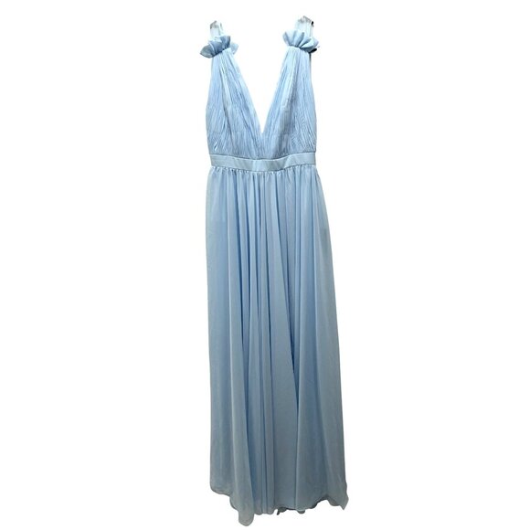 Mac Duggal Pleated Slit Baby Blue Formal Gown Maxi Dress Size 6 NWT - Picture 5 of 10